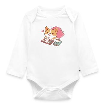 Mignon Corgi Aime Lire Des Mangas - Body Bébé bio manches longues - blanc - Devant