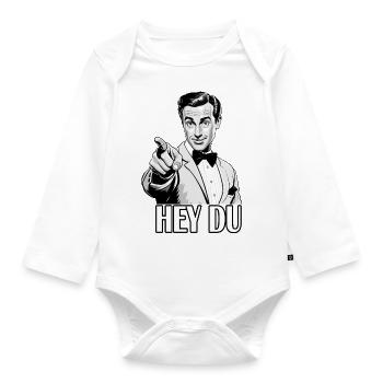 Hey du Retro Mann - Baby Bio-Langarm-Body - Weiß - Vorne