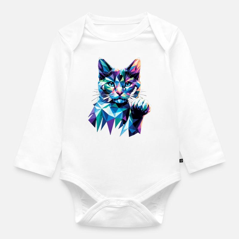 Chat - Body Bébé bio manches longues - blanc