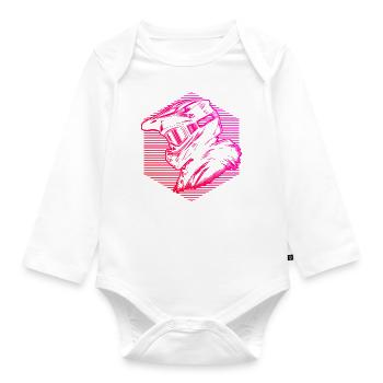 Cycling Cyclists MTB Men's Mountain Bike - Organic Longsleeve Baby Bodysuit - white - Front
