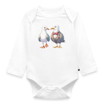 Seagulls Couple Suit Seagull North Sea Coast Love - Organic Longsleeve Baby Bodysuit - white - Front