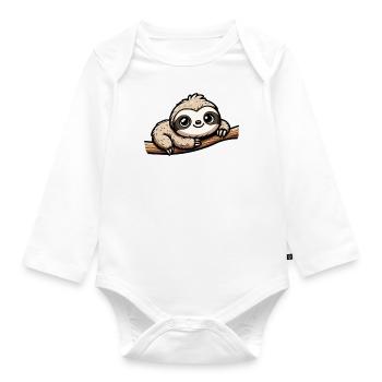 Faultier auf Ast - Baby Bio-Langarm-Body - Weiß - Vorne