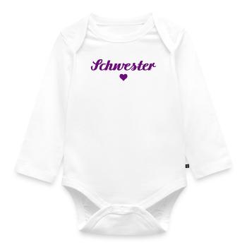 Sister Heart Violet - Organic Longsleeve Baby Bodysuit - white - Front