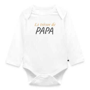 Trésor de Papa - Body Bébé bio manches longues - blanc - Devant