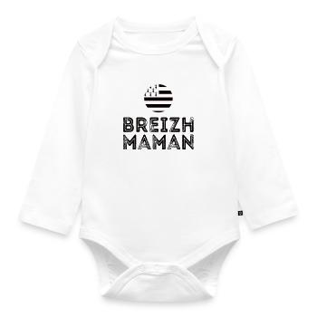Mother's Day Breton flag for Breizh Maman - Organic Longsleeve Baby Bodysuit - white - Front