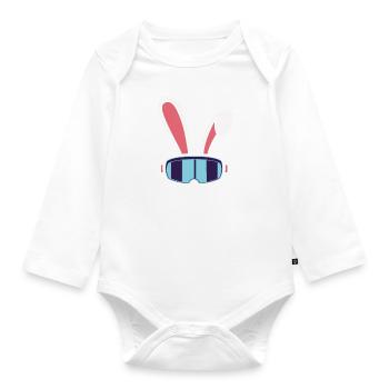 Lapin de ski « Joyeuses Pâques » Vacances de ski Pâques Ski - Body Bébé bio manches longues - blanc - Devant