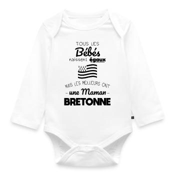 Gleiche Babys, die besten haben eine bretonische Mama - Baby Bio-Langarm-Body - Weiß - Vorne