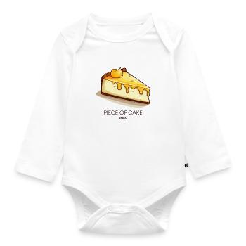 Ein Stück Zitronen-Käsekuchen Kuchen - Baby Bio-Langarm-Body - Weiß - Vorne