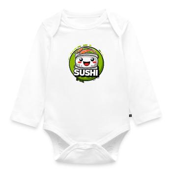 Grünes Wasabi Kawaii Sushi - Baby Bio-Langarm-Body - Weiß - Vorne