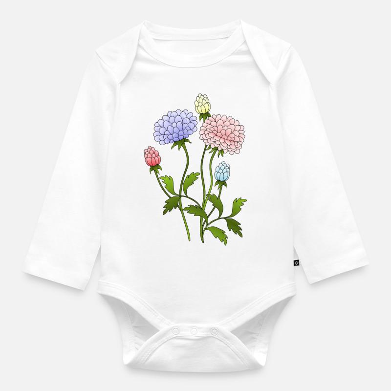 Blumen - Baby Bio-Langarm-Body - Weiß