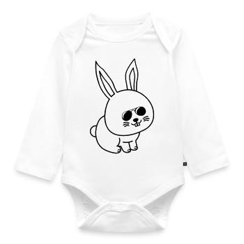 Bunny Comic Cool - Organic Longsleeve Baby Bodysuit - white - Front
