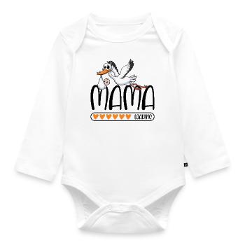 Mama loading Storch - Baby Bio-Langarm-Body - Weiß - Vorne