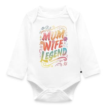Mum Wife Legend - Organic Longsleeve Baby Bodysuit - white - Front