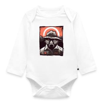 Witziges Natur und Outdoor Ranger Schwein - Baby Bio-Langarm-Body - Weiß - Vorne