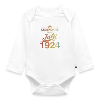 100th Birthday Legendary since July 1924 - Organic Longsleeve Baby Bodysuit - white - Front