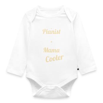 Ich habe eine Pianist Mama wie eine normale Mama - Baby Bio-Langarm-Body - Weiß - Vorne
