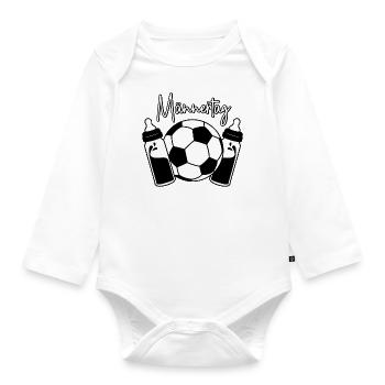 Vatertag Fußball Papa Sohn Baby Flaschen Männertag - Baby Bio-Langarm-Body - Weiß - Vorne