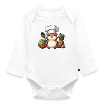 Chef Hamster Capybara avec chapeau de chef Cuisiniers - Body Bébé bio manches longues - blanc - Devant