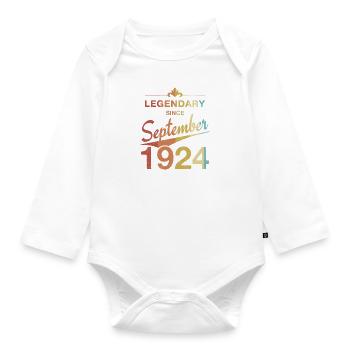 100th Birthday Legendary since September 1924 - Organic Longsleeve Baby Bodysuit - white - Front