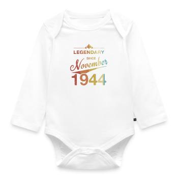 80th birthday Legendary since November 1944 - Organic Longsleeve Baby Bodysuit - white - Front