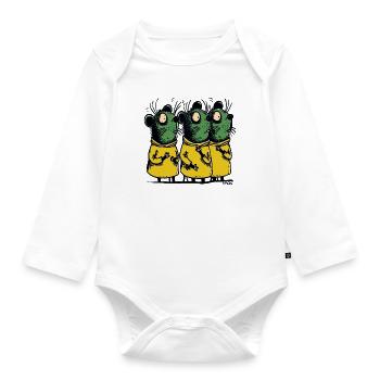Trois rats de dessins animés choqués et confus - Body Bébé bio manches longues - blanc - Devant
