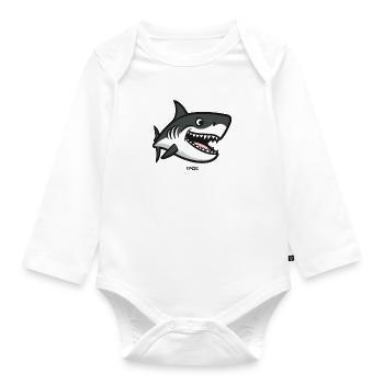 Funny, silly shark - Organic Longsleeve Baby Bodysuit - white - Front