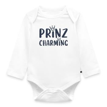 Baby Jungen Prinz Charming Geschenkidee - Baby Bio-Langarm-Body - Weiß - Vorne