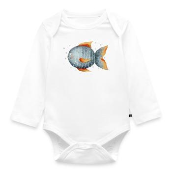 Süßer Fisch mit Blubberblasen - Baby Bio-Langarm-Body - Weiß - Vorne