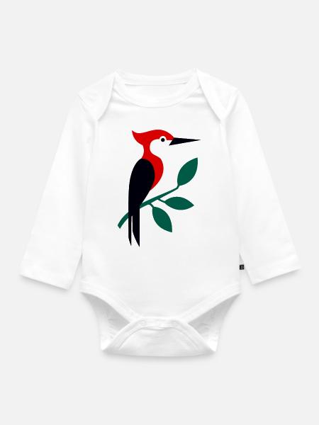 Specht - Baby Bio-Langarm-Body - Weiß