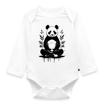 - Panda zen - - Body Bébé bio manches longues - blanc - Devant