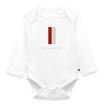 Flagge von Singapur, Stolz auf Singapur - Baby Bio-Langarm-Body - Weiß - Vorne