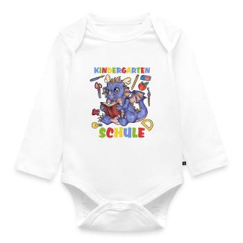 Niedlicher Drache Einschulung Kind Zuckertüte - Baby Bio-Langarm-Body - Weiß - Vorne