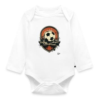 An emblem for football - Organic Longsleeve Baby Bodysuit - white - Front