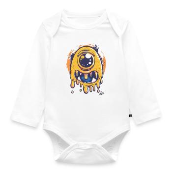 Funny One-Eyed Cyclops: Cute Monster - Organic Longsleeve Baby Bodysuit - white - Front