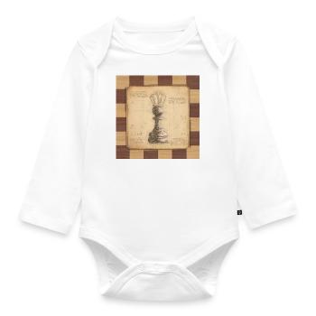 Schach König / Königin. Altmodischer vintage Stil. - Baby Bio-Langarm-Body - Weiß - Vorne