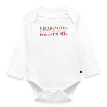 Unique is better than perfect - Organic Longsleeve Baby Bodysuit - white - Front