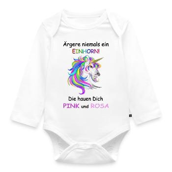 Unicorns don't annoy - Organic Longsleeve Baby Bodysuit - white - Front