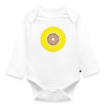Mandala Tournesol - Body Bébé bio manches longues - blanc - Devant
