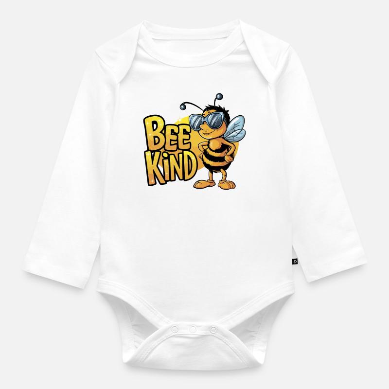 Bee Kind Biene - Baby Bio-Langarm-Body - Weiß