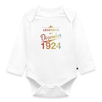 100th Birthday Legendary since December 1924 - Organic Longsleeve Baby Bodysuit - white - Front