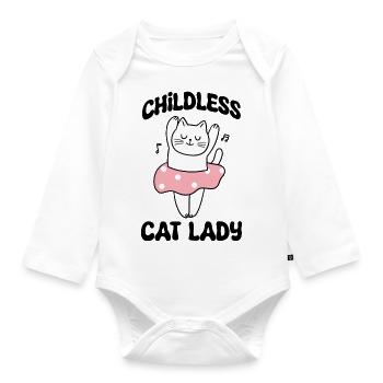 childless cat lady - Organic Longsleeve Baby Bodysuit - white - Front