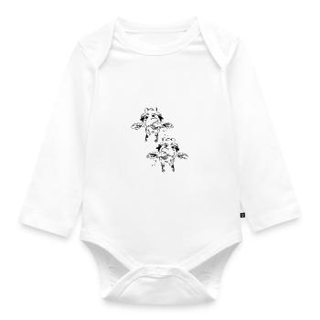 Giraffe Giraffen Kind Kinder Safari - Baby Bio-Langarm-Body - Weiß - Vorne