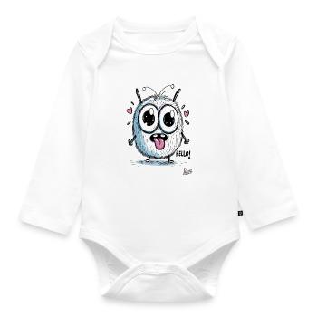 Mignon et drôle : un petit monstre dit Hall - Body Bébé bio manches longues - blanc - Devant