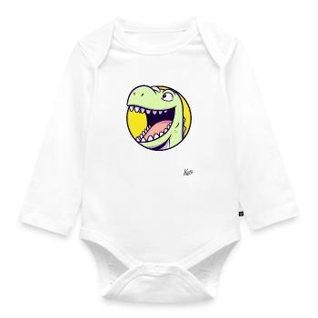 Dino amical et heureux - Body Bébé bio manches longues - blanc - Devant