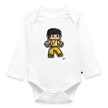 Yellow Tracksuit: Pixel Kung Fu Lee - Organic Longsleeve Baby Bodysuit - white - Front