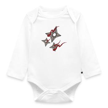 Shuriken Ninja Shinobi Samurai für Kinder - Baby Bio-Langarm-Body - Weiß - Vorne
