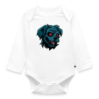 Hund Halloween Comic Zombie - Baby Bio-Langarm-Body - Weiß - Vorne
