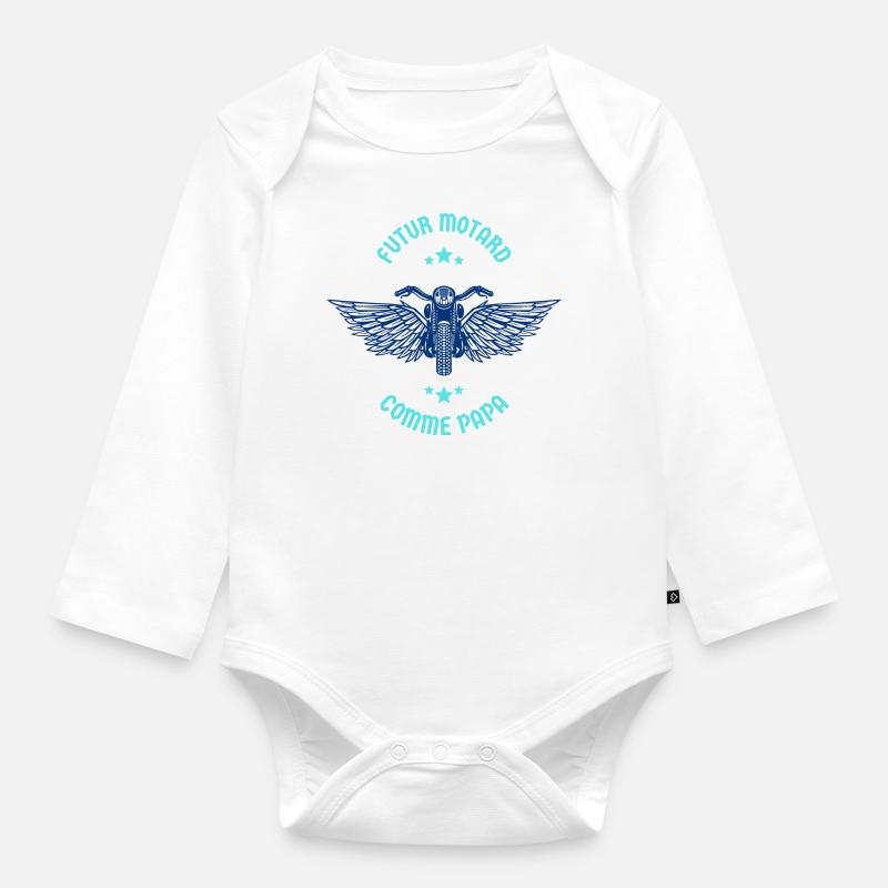 Futur Motard Comme Papa - Body Bébé bio manches longues - blanc