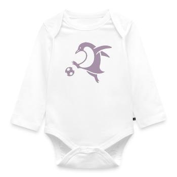 Penguin Footballer Silhouette Minimalist - Organic Longsleeve Baby Bodysuit - white - Front