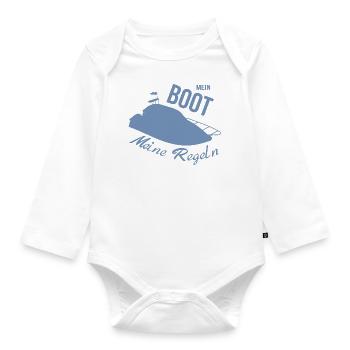 Mein Boot meine Regeln Motorboot - Baby Bio-Langarm-Body - Weiß - Vorne